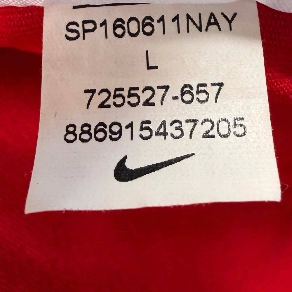 Nike Golf Polo Mens Large Red White Colorblock Dri-FIT Standard Fit 725527-657